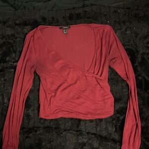 Forever 21 Pink Asymmetrical Fitted Blouse